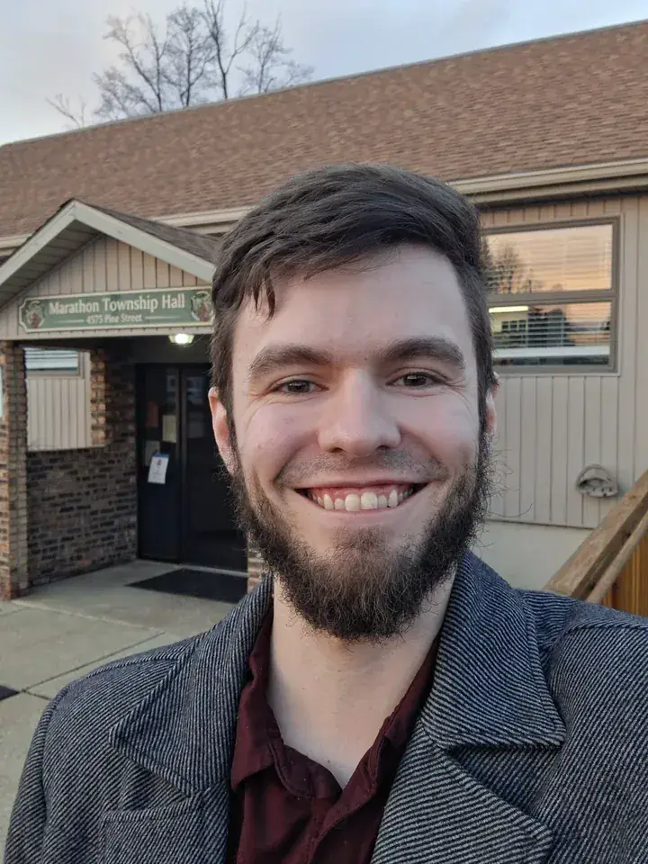 Brendan Johnson at Marathon Township Hall during the District 26 listening tour